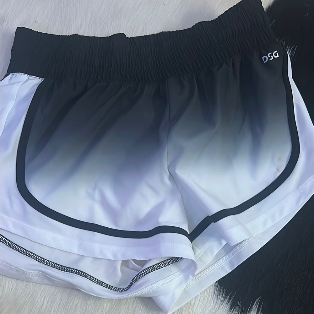 DSG Black and White Athletic Shorts with Ombre Design